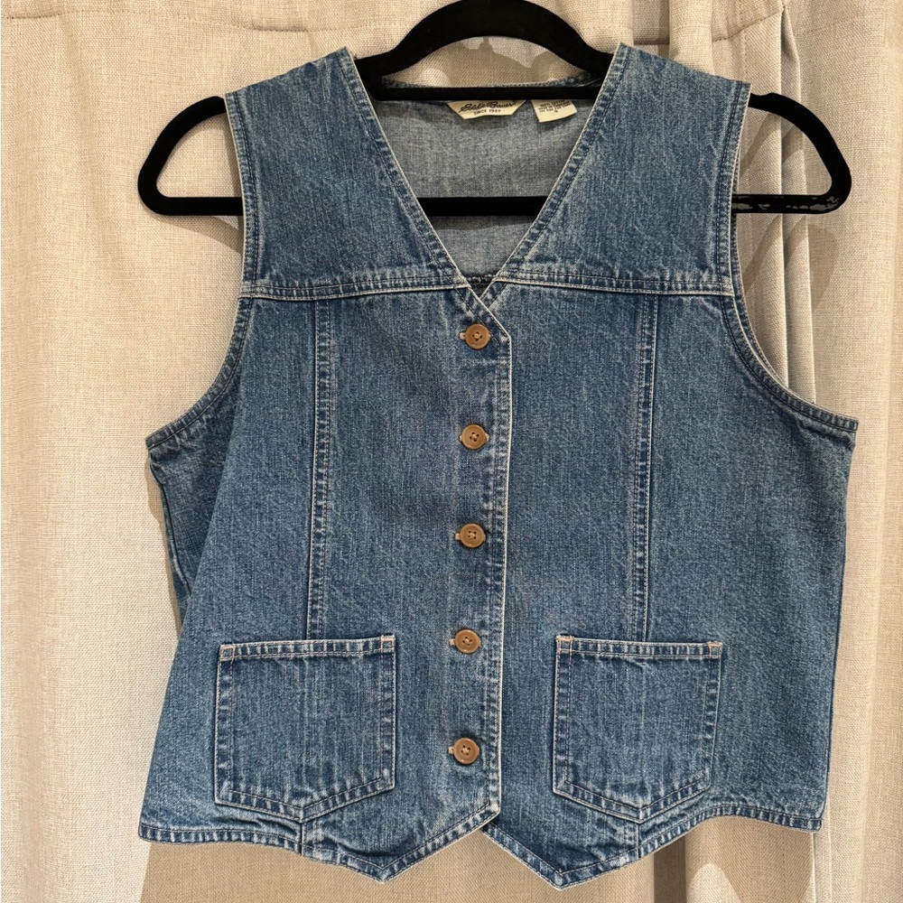 Denim Button-Up Vest Top